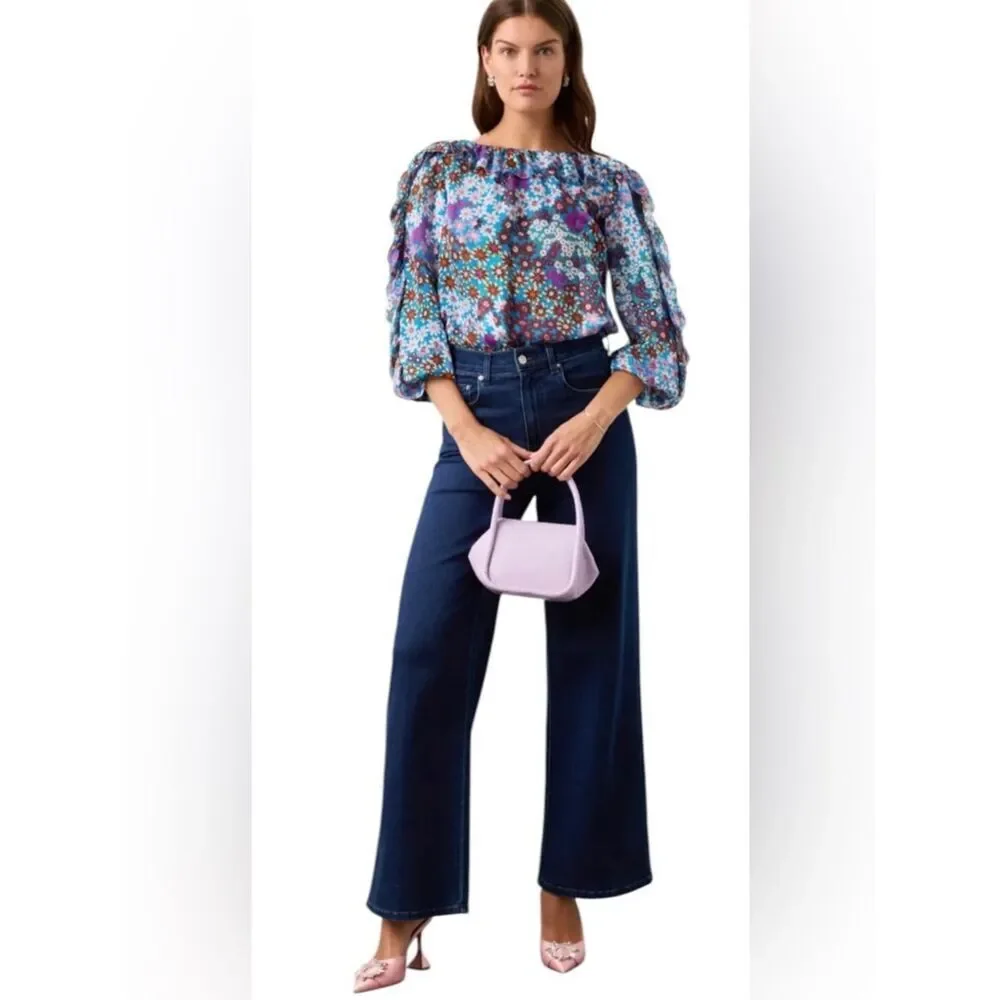 Kate Spade New York Pacific Petals Silk Chiffon Blouse Size Small